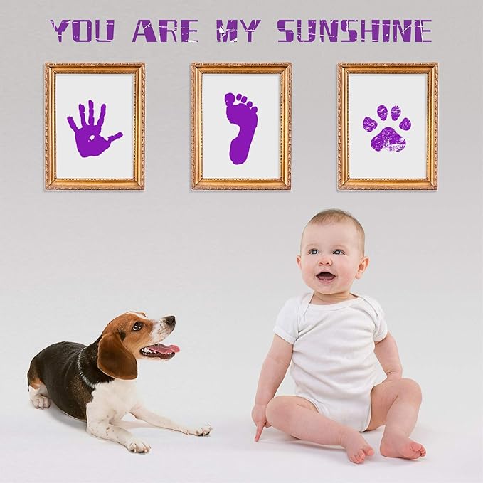 Ink Pad, 5x4'' Washable Non-Toxic Ink Stamp Pad for Baby Footprint Handprint, Purple