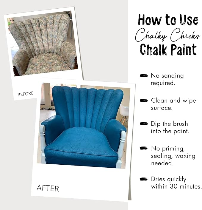 Chalky Chicks All-in-One Chalk Paint for Furniture or Cabinet - 8 Fl Oz - Matte Finish Lily Pad (Green) for Metal, Wood Furniture Paint - No Sanding All-in-One for Home Decor & Crafts, USA Made