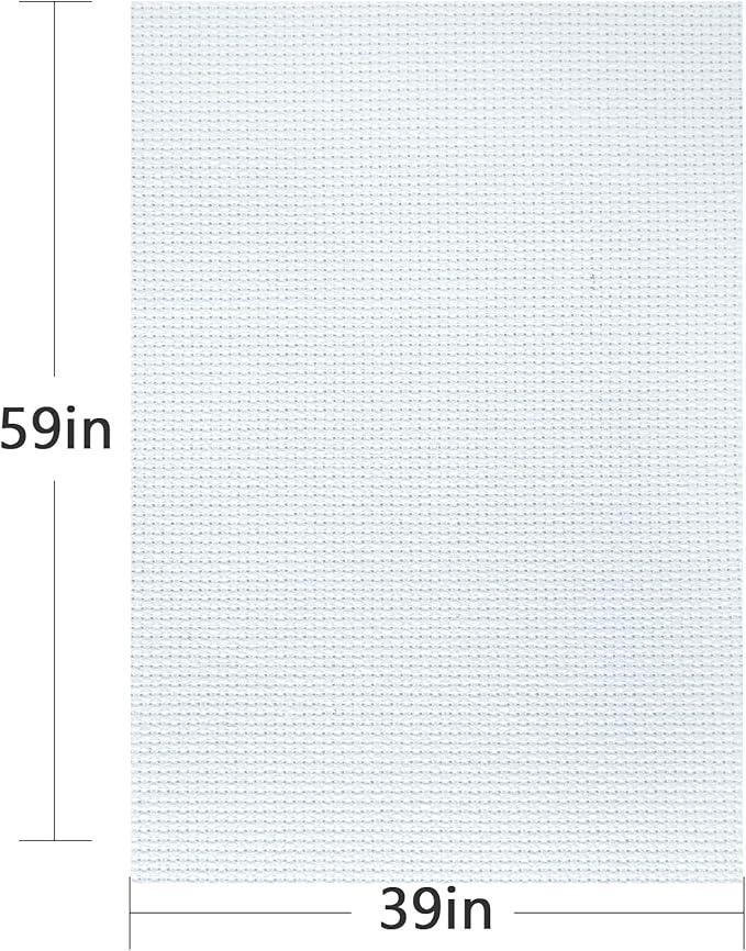 MYFAMIREA Cross Stitch Aida Fabric 11 Count, 59 by 39 Inch Large Size, Classic Reserve Cross Stitch Aida Cloth for Home DIY Embroidery Decoration