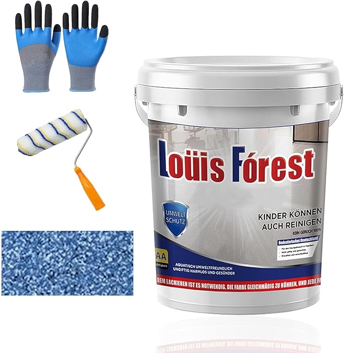 Louis Forest Epoxy Floor Paint, High-Gloss Marble Effect Coating, Epoxy Colored Sand Floor Paint, Wear-Resistant and Non-Slip for Indoor Outdoor (1KG-Sapphire blue)