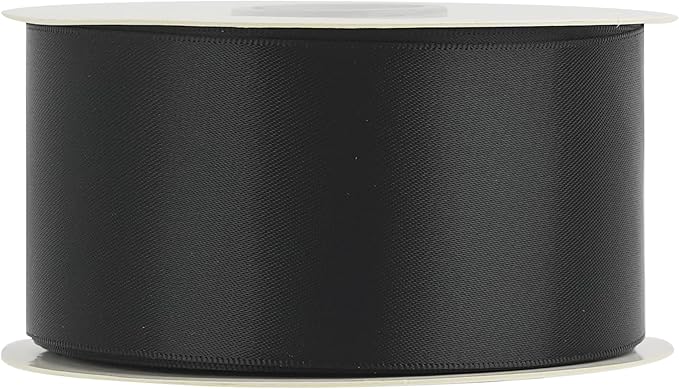 HUIHUANG Black Ribbon 2 inch Double Face Satin Ribbon Black Fabric Ribbon for Crafts, Gift Wrapping, Gift Basket Decor, Flower Bouquet Wrap, Wedding Bridal Shower Decor, Hair Bows -25 Yards/Roll