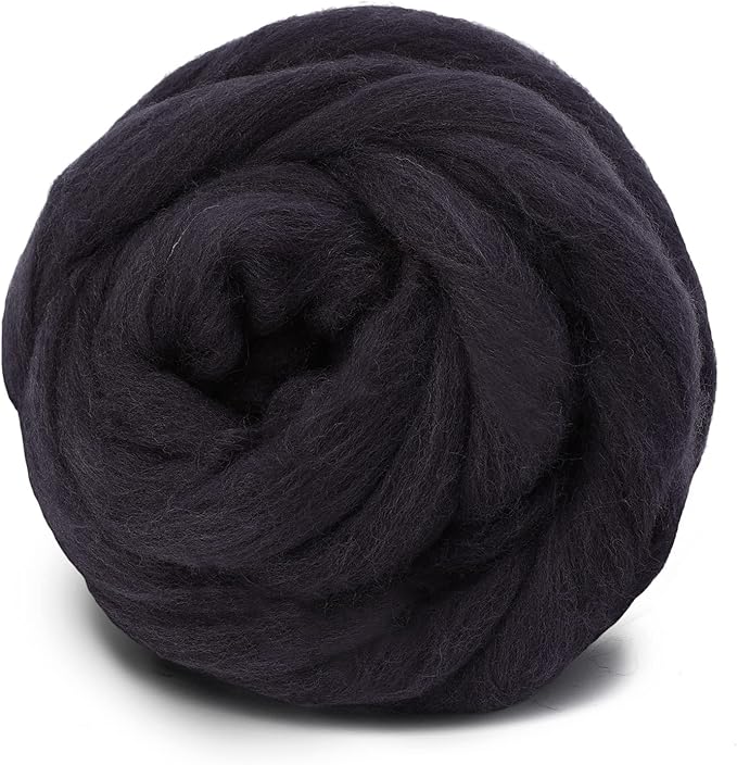 3.53oz Wool Roving Yarn, Wool Felting Supplies, Pure Wools, Chunky Yarn, Spinning Wool Roving for Needle Felting Wet Felting DIY Hand Spinning (Dark Brown)