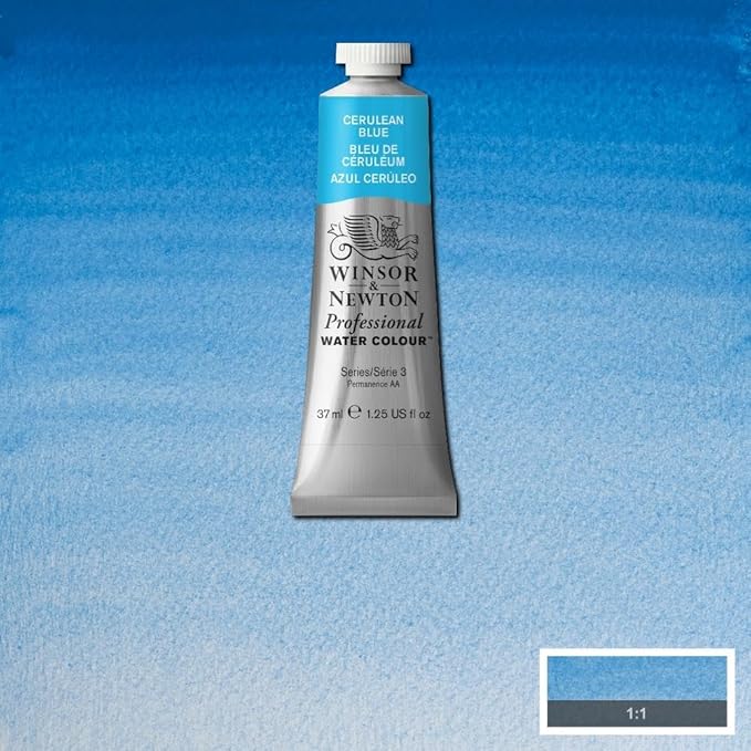 Winsor & Newton Professional Water Colour Paint, 1.25-oz Tube, Cerulean Blue