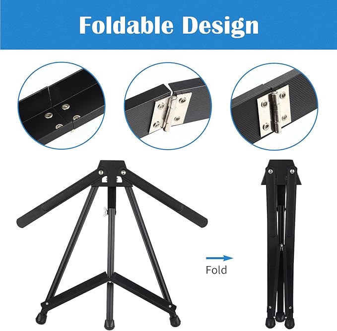 Falling in Art Aluminum 15" to 21" Tabletop Easel Display, Black Tripod with Rubber Feet, Holds Canvas, Paintings, Books, Photos, Signs (4 Pack)