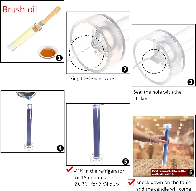 MILIVIXAY 2PCS Taper Candle Molds - Pillar Candle Molds - Perfect for Making Emergency Candles, Chime Candles, Table Candles-Including 60 Ft Wicks, 50 Stickers,1pc Wire and 2pc Wick Clips.