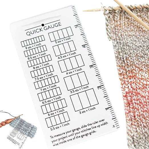 Quick Gauge Ruler, Gauge Ruler for Knitting and Crochet, Scarf Keychain Knitting No Counting Needed, Slide Sewing Rulers and Guides for Fabric Stitch Measuring Crochet Tool(1pc)