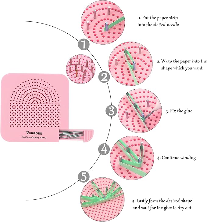 YURROAD Quilling Paper Set with 900pcs 5mm Quilling Paper Strips Filigree Tool Kit and Quilling Board Slotted Pen Curling Coach Crimper
