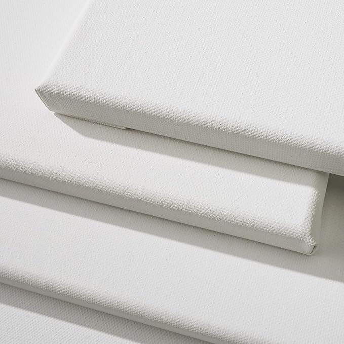 PHOENIX 8x8 Inch 6 Pack Artist Canvas - Small Square Stretched Canvases for Painting - 3/4 Inch Profile, 100% Cotton 11 Oz. Gesso Primed White Blank Professional Canvas Oil & Acrylic Paints