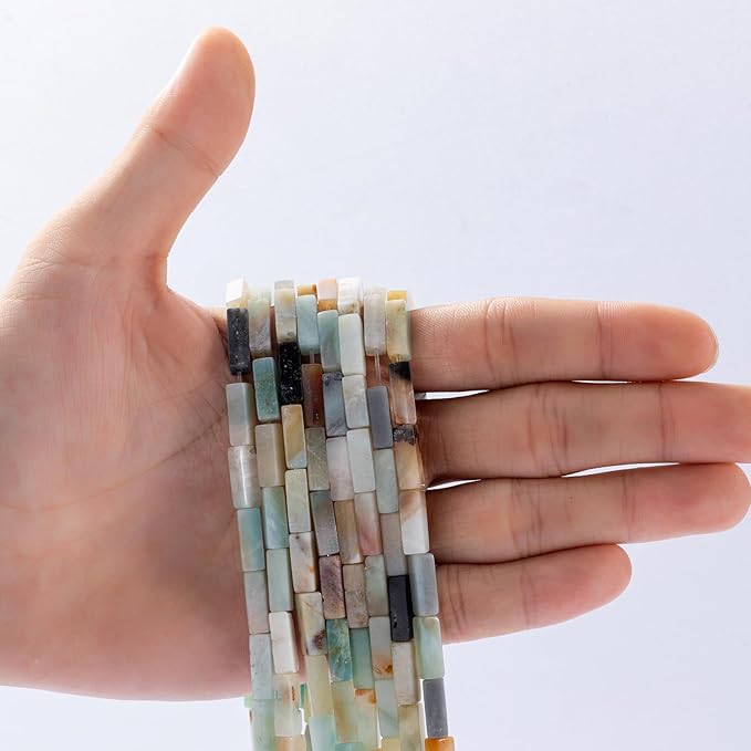 Natural Amazonite Rectangle Tube Beads 4x13mm 38cm/str Loose Semi Gemstone Stone Beads for Making Bracelets Necklace Earrings