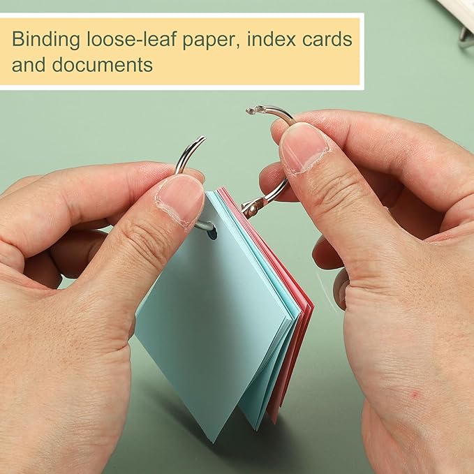 PATIKIL 0.8" x 1" Loose Leaf Binder Rings, 30 Pcs Metal Book Rings Nickel Keychain Ring for Paper Index Cards Flash Card Notebook Rings Office Home Book Binder, Silver Tone