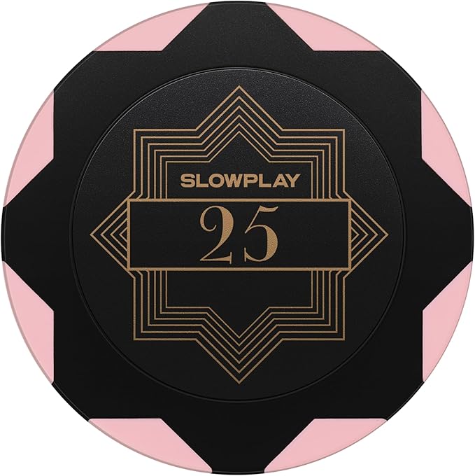SLOWPLAY Nash Clay Poker Chips, 14 Grams Heavyweight Clay Composite, 40mm Large Chips in Bulk, Pack of 50 with Denomination of 25