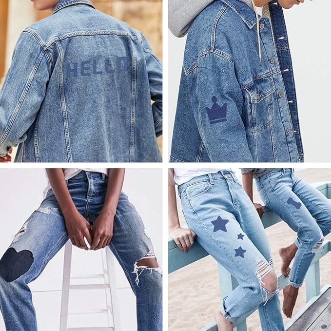 HTVRONT Iron on Patches for Clothes, 20PCS Iron on Patches for Jeans 3" by 4-1/4", 4 Shades of Cotton Denim Clothing Repair and Decoration Kit for DIY Repair, Crafting, Embellishment