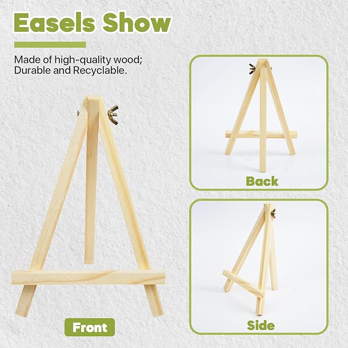 26 Pack 9 Inch Wood Easels, Easel Stand for Painting Canvases, Art, and Crafts,Tripod,Painting Party Easel,Kids Student Tabletop Easels for Painting,Portable A-Frame Tripod Tabletop Easel Set