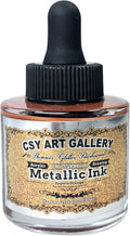 CSY art gallery Metallic Acrylic Paint Ink-Craft Paint-Calligraphy Inks,Glitter-Pearlescent -Gold Drawing Ink Liquid Gold Leaf Paints with Dropper, 1oz - 29.5 ml (Fayetta Orange)