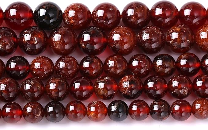 6MM 60PCS Natural Orange Garnet Beads Round Loose Beads for Jewelry Making DIY Necklace Accessories Energy Crystal Healing Power Bracelet