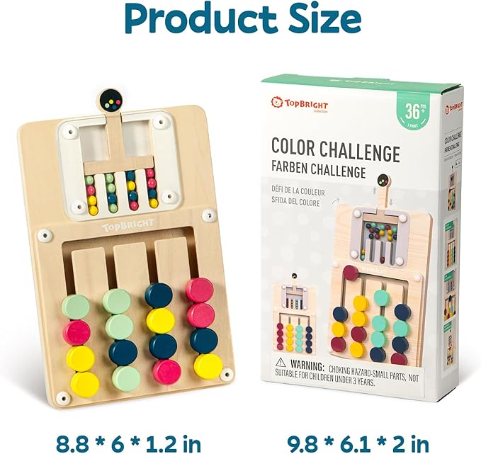 TOP BRIGHT Slide Puzzles for Kids Ages 4-6 Boys Girls, Travel Games Road Trip Activities for Kids, Montessori Color Matching Toys for 3+ Years Old, Brain Teaser Birthday Gift