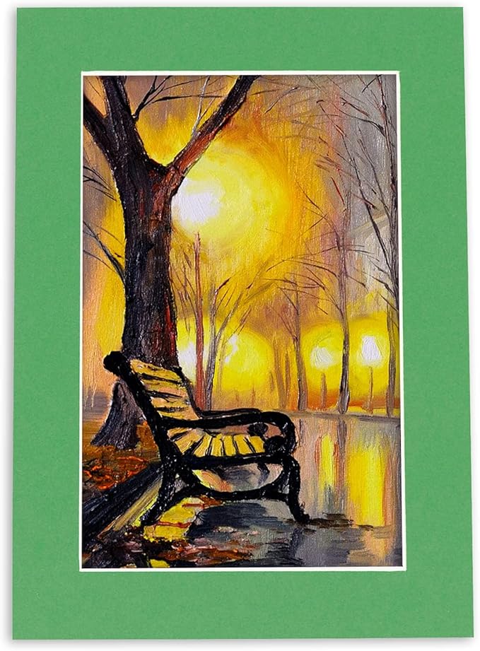 11x14 Mat for 8.5x11 Photo - Precut Bright Green Picture Matboard for Frames Measuring 11 x 14 Inches - Bevel Cut to Display Art 8.5 x 11 Inches - Acid Free ONE MAT with Backing Board & Clear Bag