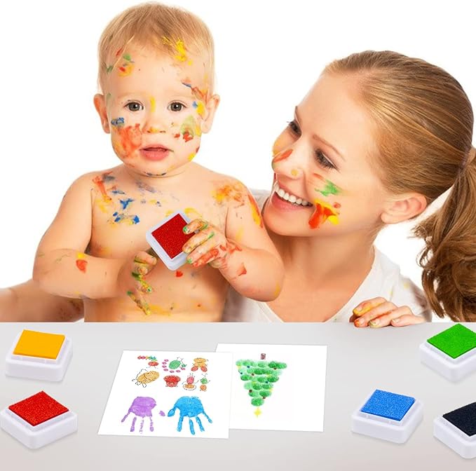 Ink Pad, 12 Colors Washable Stamp Pad for Kids…