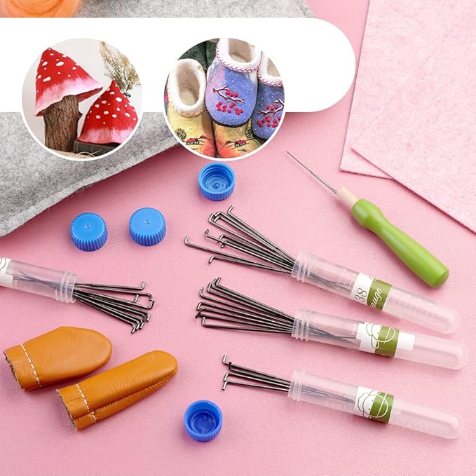 WONVOC Needle Felting Pad, 9.84 x 7.87 x 1.38'', Needle Felting Tools for Beginner Felting Tools with Felting Needle Holder, Felting Needles for Craft DIY
