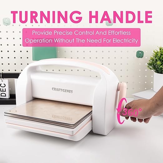 Manual Die Cutting Machine and Embossing Machine, 9'' Opening Size for Cardmaking, Scrapbooking, and DIY Crafts – Foldable Complete Set with A4 Die Cuts, Embossing Folders, and Plates(Pink)