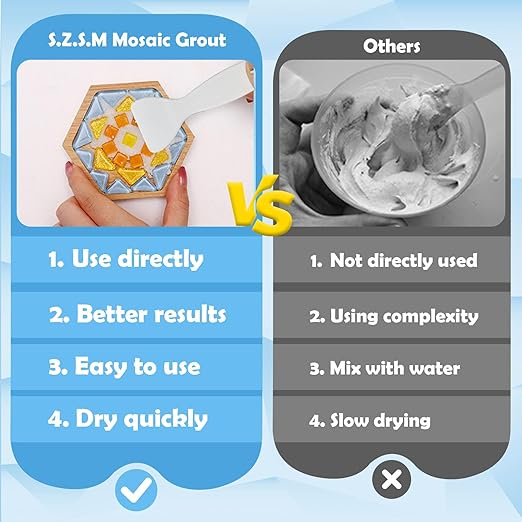 Mosaic Crystal Grout for Tiles Crafts–Handmade Mosaic Crystal Sealant & Translucent Grout for Handmade Decorate Tessellated Coasters ，No Need to add Water，Perfect for DIY Craft Projects（5oz）