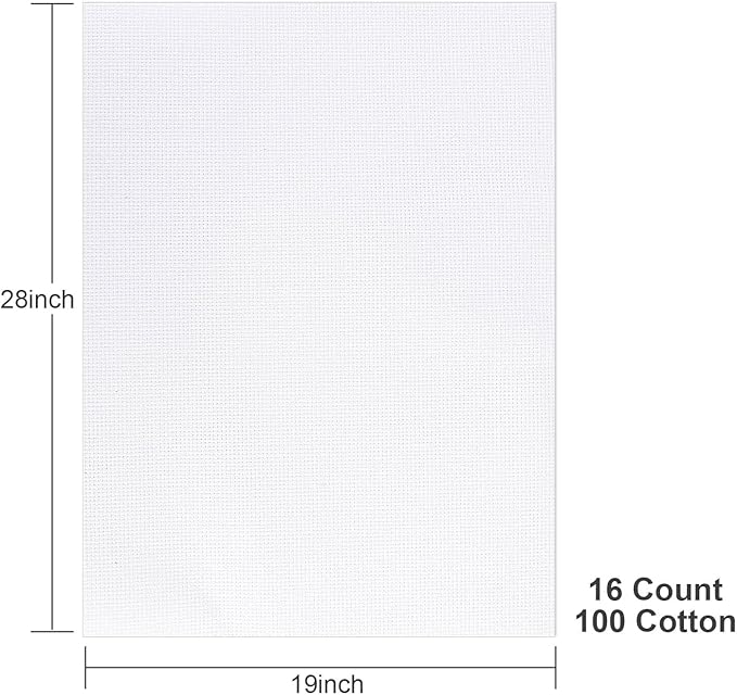 Aida Cloth 16 Count Cross Stitch Fabric,19×28inch (16CT, White)