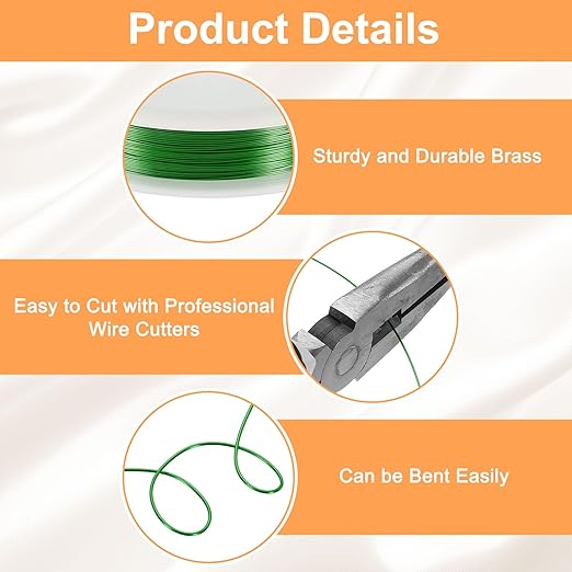 HARFINGTON 49ft Jewelry Wire, 28 Gauge (0.3mm) Brass Craft Soft Metal Tarnish Resistant Copper Beading Wire for Jewelry Making Supplies Crafting, Green