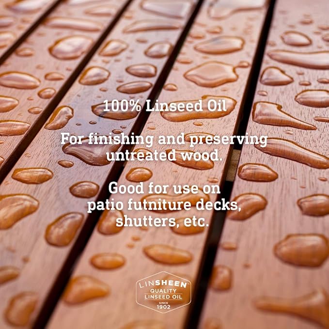 Raw Linseed Oil – Flaxseed Wood Treatment Conditioner to Rejuvenate, Restore and Condition Wood Patio Furniture, Decks to Kitchen Cutting Boards, 8 oz Bottle