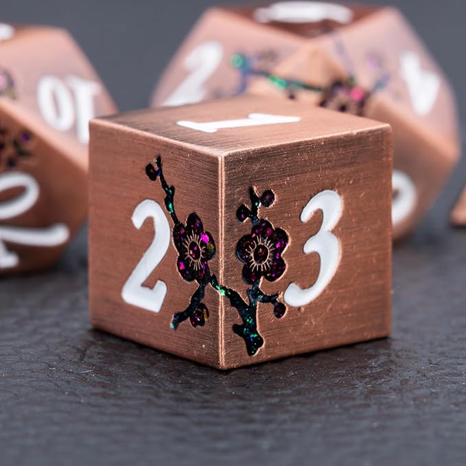 Purple & Red DND Metal Dice, 7PCS Aluminum Dice Set with Gift Case for Dungeons and Dragons, RPG, MTG, Pathfinder