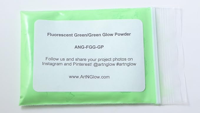 Glow in The Dark Pigment Powder - Neutral and Fluorescent Color for Art Painting, Fine Art, Nail Art Paint, and DIY Crafts - Long Lasting, 10+ Color Options - Fluorescent Green - (60 Grams/ 2.12 oz)
