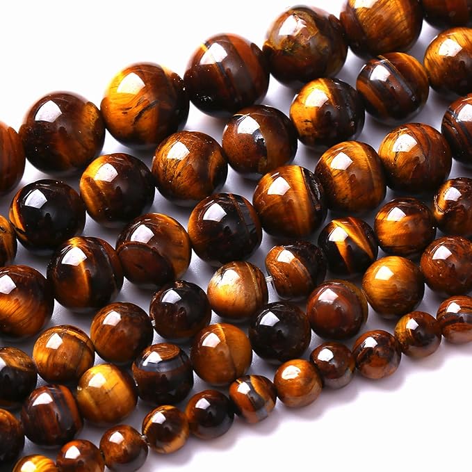 12MM Natural Iron Yellow Tiger Eye Stone Energy Healing Beads Round Loose Beads for Jewelry Making Bracelet 32pcs 15"