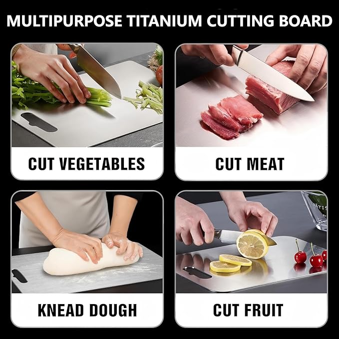 Titanium Cutting Board, Double Sided 2025 New Titanium Cutting Boards for Kitchen, Non Toxic Non Slip, Chopping Board, Dishwasher Safe, Easy to Clean (14"L x 10"W)