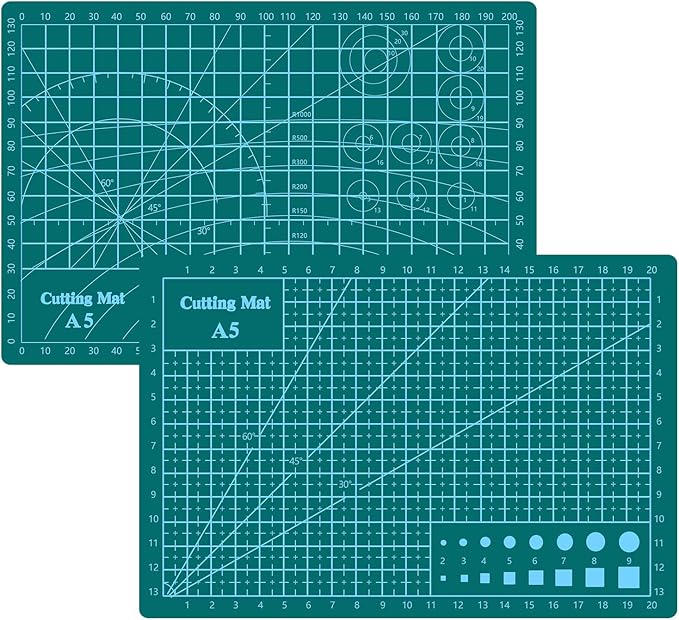 Cutting Mat 8in6in Self Healing Cutting Mat Size Double Sided 5-Ply Rotary Sewing mat for Crafts Fabric Quilting Hobby Art Clay Precision Scrapbooking Project, A5, Green 2PCS