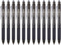 ParKoo Retractable Erasable Gel Pens Clicker Fine Point 0.7 mm, No Need for White Out, Black Ink for Completing Sudoku and Crossword Puzzles, 12-pack