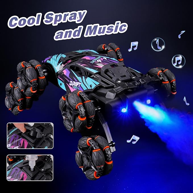 Cool 8 Wheels Hand Controlled RC Stunt Car Toys, Xmas Gifts and Birthday Presents for Kids, Gesture Sensing Remote Control Cars for Boys Age 6 7 8-10 11 12 Year Old
