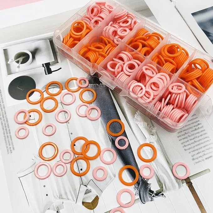 450 pcs Knitting Stitch Marker, findTop Braided Auxiliary Marking Ring, Plastic Ring Color Plastic Ring (Large/Medium/Small), Marking for Sewing Fabrics (Random Color)