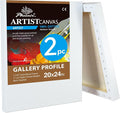 PHOENIX 20x24 Inch 2 Pack Gallery Canvas - 1.5 in Thick Large Canvases for Painting - Deep Edge 100% Cotton 11 Oz. Gesso Primed White Blank Professional Canvas Oil & Acrylic Paints