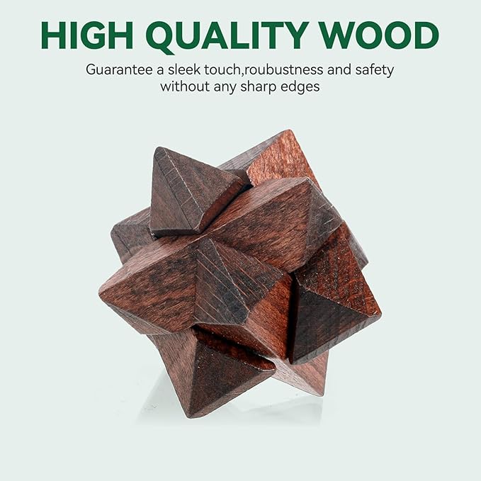13 Pcs Brain Teaser Puzzles for Adults Teens - Metal Puzzles 3D Puzzle Game Toys for Adults Teens - Wooden Unlock Interlocking Puzzle Adult IQ Education Smart Toys