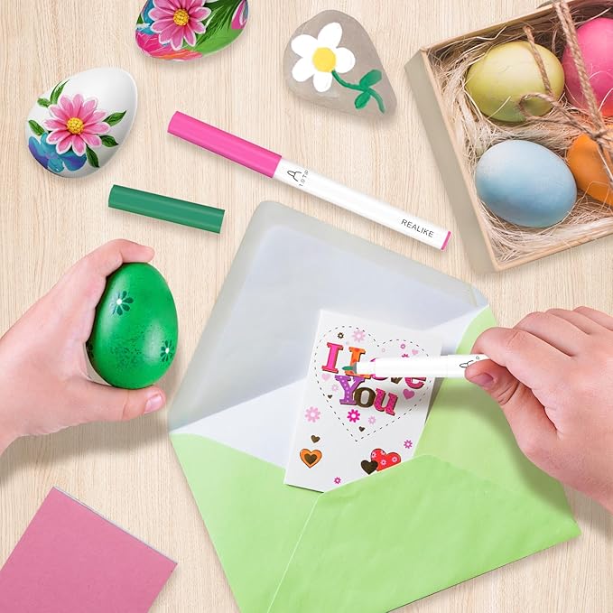 REALIKE Acrylic Paint Markers for Cricut Maker 3/Maker/Explore 3/Air 2/Air, Multicolor Acrylic Paint Pens for Rocks,Fabric, Paper, Wood, Canvas, Glass, Ceramic (1.0 Tip)