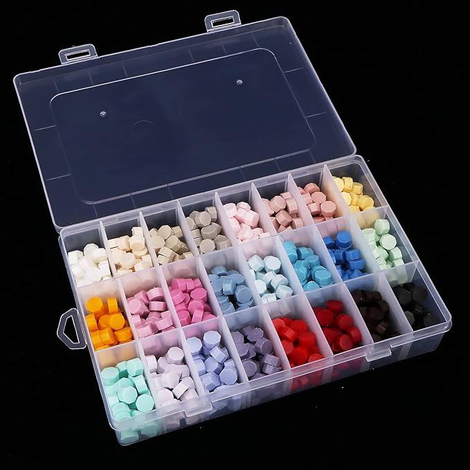 2 Pack 24 Grids Plastic Organizer Box Container Craft Storage Box with Adjustable Dividers for Beads Jewelry Fishing Tackles, Clear