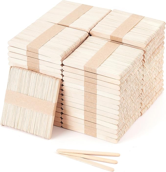 3000pcs 4.5" Wooden Craft Sticks, Popsicle Sticks for Waxing, Ice Cream Sticks, Wooden Sticks for Crafts, Hair Removal and Waxing Supplies, Creative Designs and Home Art Projects