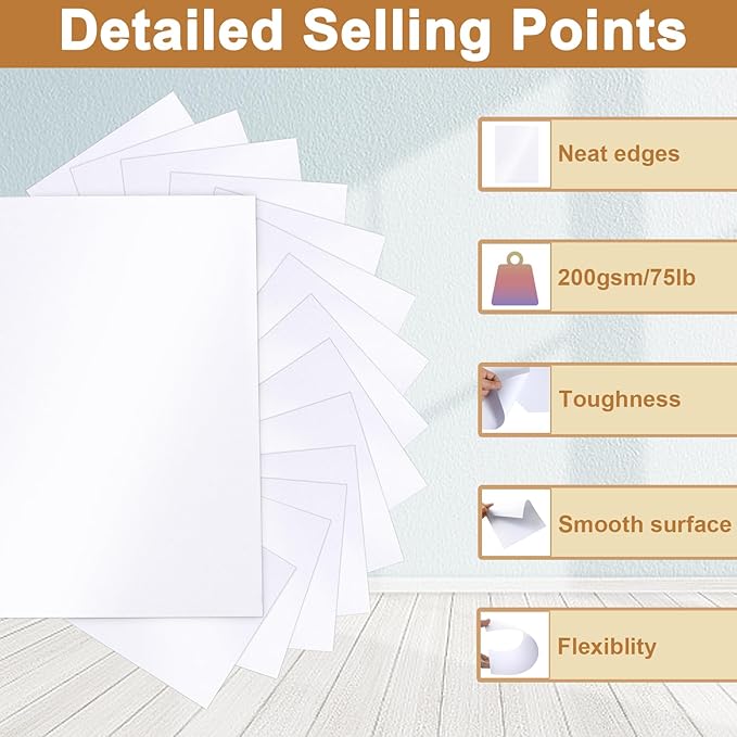 40 Sheets White Shimmer Cardstock 8.5 x 11 Scrapbooking Paper, 75lb Heavyweight Paper Card Stock for DIY Cards Making, Business Cards, Wedding Invitations, Menus, Anniversary Card