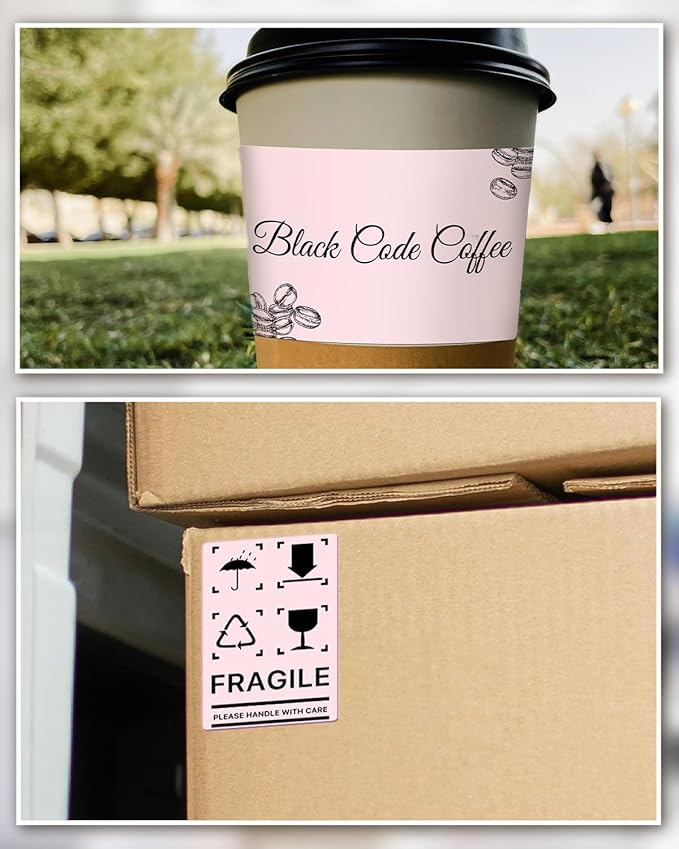 iEager 3" x 2" Thermal Labels, Rectangle Thermal Printer Stickers, Self-Adhesive Durable Sticker with Perforation Line, 500 Labels/Roll, Pink