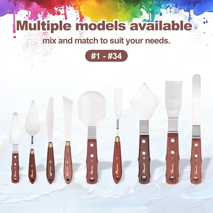 MECCANIXITY Pack of 1 Large Palette Knife No.13, 10.6" Long Palette Knives with Stainless Steel Flexible Spatula Pallet Knife and Wood Handle for Scraping, Mixing, Oil Acrylic Painting Canvas