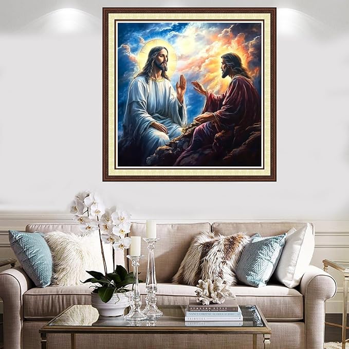 Findvoor Counted Cross Stitch Kits for Adults Full Range of Cross Stitching Embroidery Unprinted Pattern for Beginners, 11CT Needlepoint Kit Patterns Embroidery Kits-Jesus speaks scriptures 18x18 inch