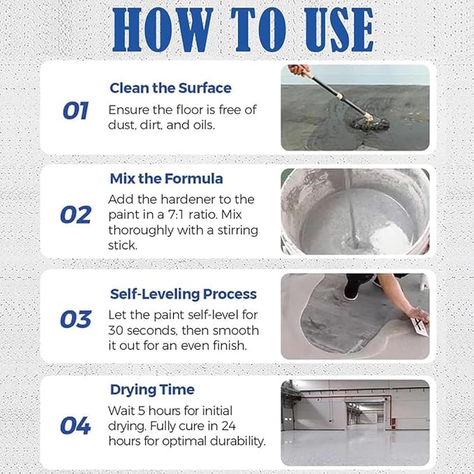 Louis Forest Epoxy Floor Paint, High-Gloss Marble Effect Epoxy Floor Coating (White Hemp Gray,1pcs)