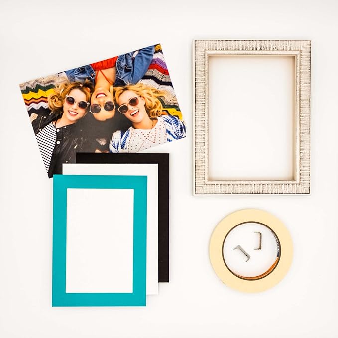 8.5x11 Mat Bevel Cut for 7x9 Photos - Acid Free Aquamarine Blue Precut Matboard With Backing Board and Crystal Clear, Self Seal Photo Mat Bag - For Pictures, Photos, Framing - 4-ply Thickness
