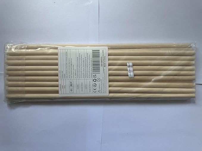 Wooden Dowels Round Wood Dowel Rods 3/8 x 15 Inch, 20PCS Macrame Dowel Wooden Sticks for Crafts, Unfinished Hardwood Sticks for Arts and DIYers, Crafting, Tiered Cake Support and Wedding Ribbon Wands
