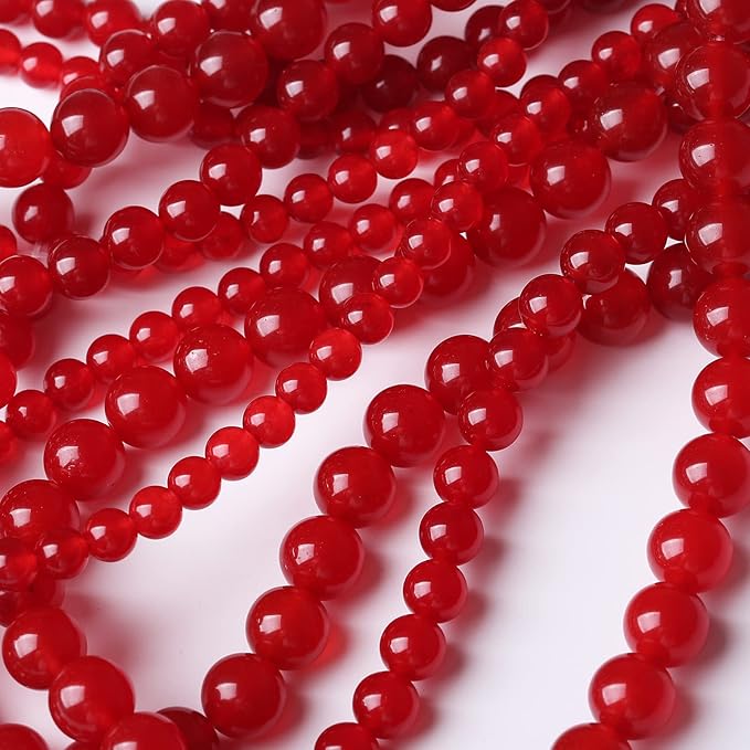 48PCS 8MM Red Chalcedony Beads Energy Healing Beads for DIY Jewelry Bracelet Necklace Making for Jewelry Making 15Inch