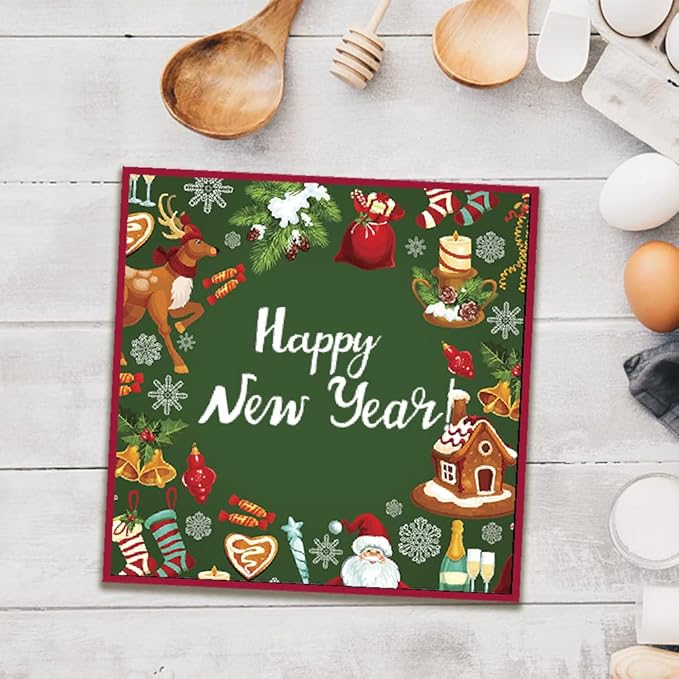 ABTOLS Merry Christmas Clear Stamps for Card Making and Photo Album Decorations, Happy New Year Words Winter Greeting Clear Rubber Stamps for Card Making Decoration and DIY Scrapbooking